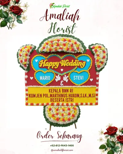 Karangan Papan Bunga Pernikahan di Wargasaluyu